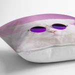 - Rh-K5699-2 - Realhomes Gözlüklü Kedi Desenli Dijital Baskılı Modern Yastık Kırlent Kılıfı Realhomes