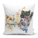 - Rh-K5701 - Realhomes Sevimli Kedicikler Motifli Modern Yastık Kırlent Kılıfı Realhomes