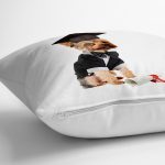 - Rh-K5703-2 - Realhomes Mezuniyet Kıyafetli Köpekçik Dijital Baskılı Modern Yastık Kırlent Kılıfı Realhomes