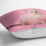 - Rh-K5707-2 - Realhomes Pembe Etekli Kedicik Motifli Modern Yastık Kırlent Kılıfı Realhomes