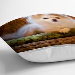 - Rh-K5710-2 - Realhomes  Sevimli Köpek Desenli Dijital Baskılı Modern Yastık Kırlent Kılıfı Realhomes