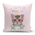 Let's Make It Kedi Desenli Modern Yastık Kırlent Kılıfı Realhomes