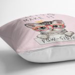 Let's Make It Kedi Desenli Modern Yastık Kırlent Kılıfı Realhomes