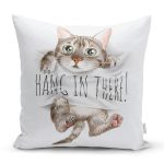 Sevimli Kedi Desenli Dijital Baskılı Modern Yastık Kırlent Kılıfı Realhomes