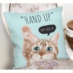 - Rh-K5713-1 - Realhomes  Sevimli Kedi Desenli Dijital Baskılı Modern Yastık Kırlent Kılıfı Realhomes