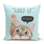 - Rh-K5713 - Realhomes  Sevimli Kedi Desenli Dijital Baskılı Modern Yastık Kırlent Kılıfı Realhomes