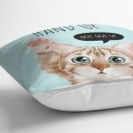 - Rh-K5713-2 - Realhomes  Sevimli Kedi Desenli Dijital Baskılı Modern Yastık Kırlent Kılıfı Realhomes