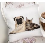- Rh-K5715-1 - Realhomes Sevimli Köpek ve Kedi Desenli Sevimli Modern Yastık Kırlent Kılıfı Realhomes