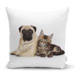 - Rh-K5715 - Realhomes Sevimli Köpek ve Kedi Desenli Sevimli Modern Yastık Kırlent Kılıfı Realhomes