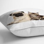 - Rh-K5715-2 - Realhomes Sevimli Köpek ve Kedi Desenli Sevimli Modern Yastık Kırlent Kılıfı Realhomes