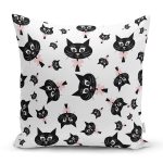 Siyah Kediler Desenli Modern Yastık Kırlent Kılıfı Realhomes