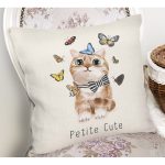 Sevimli Kedi Desenli Dijital Baskılı Modern Yastık Kırlent Kılıfı Realhomes