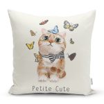 Sevimli Kedi Desenli Dijital Baskılı Modern Yastık Kırlent Kılıfı Realhomes