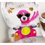 - Rh-K5724-1 - Realhomes Motor Süren Çılgın Köpek Dijital Baskılı Modern Yastık Kırlent Kılıfı Realhomes