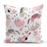 Sevimli Kedi Desenli Dijital Baskılı Modern Yastık Kırlent Kılıfı Realhomes