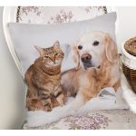 - Rh-K5726-1 - Realhomes  Sevimli Kedi ve Köpek Dijital Baskılı Modern Yastık Kırlent Kılıfı Realhomes