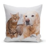 - Rh-K5726 - Realhomes  Sevimli Kedi ve Köpek Dijital Baskılı Modern Yastık Kırlent Kılıfı Realhomes