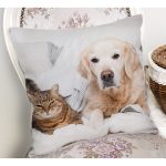 - Rh-K5729-1 - Realhomes Sevimli Köpek ve Kedi Desenli Sevimli Modern Yastık Kırlent Kılıfı Realhomes