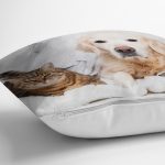 - Rh-K5729-2 - Realhomes Sevimli Köpek ve Kedi Desenli Sevimli Modern Yastık Kırlent Kılıfı Realhomes