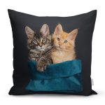 - Rh-K5731 - Realhomes Sevimli Kedi Desenli Dijital Baskılı Modern Yastık Kırlent Kılıfı Realhomes