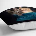 - Rh-K5731-2 - Realhomes Sevimli Kedi Desenli Dijital Baskılı Modern Yastık Kırlent Kılıfı Realhomes