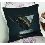 - Rh-K6005-1 - Realhomes Mermer Ve Altınlı Üçgen 3D Desenli Dijital Baskılı Dekoratif Yastık Kırlent Kılıfı Realhomes