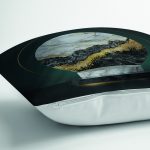 - Rh-K6007-2 - Realhomes Mermer Ve Altınlı 3D Daire Desenli Dijital Baskılı Dekoratif Yastık Kırlent Kılıfı Realhomes