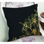 - Rh-K6010-1 - Realhomes Koyu Zeminde Altın Rengi Çerçeveli Dijital Baskılı Dekoratif Yastık Kırlent Kılıfı Realhomes