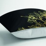 - Rh-K6010-2 - Realhomes Koyu Zeminde Altın Rengi Çerçeveli Dijital Baskılı Dekoratif Yastık Kırlent Kılıfı Realhomes