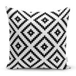 - Rh-K602-2 - Realhomes Beyaz Zeminde Siyah Kareli Mozaik Desenli Dekoratif Kırlent Kılıfı Realhomes