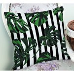 - Rh-K6106-1 - Realhomes Realhomes Sütun Çizgiler Üzerinde Palmiye Baskılı Yastık Kırlent Kılıfı Realhomes