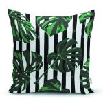 - Rh-K6106 - Realhomes Realhomes Sütun Çizgiler Üzerinde Palmiye Baskılı Yastık Kırlent Kılıfı Realhomes