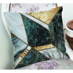 - Rh-K6134-1 - Realhomes  Geometrik Şekilli Mermer Tasarımı Dijital Baskılı Dekoratif Yastık Kırlent Kılıfı Realhomes