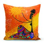 Afrika Kadın İllüstrasyon Motifli Dijital Baskılı Dekoratif Yastık Kırlent Kılıfı Realhomes