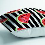 - Rh-K6204-2 - Realhomes Çizgili Zemin Ve Karpuzlu Dijital Baskılı Dekoratif Yastık Kırlent Kılıfı Realhomes