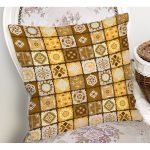 Damalı Karmaşık Şekiller Desenli Dijital Baskılı Dekoratif Yastık Kırlent Kılıfı Realhomes