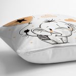 - Rh-K6467-2 - Realhomes Sevimli Bebek Fil Çocuk Odası Dijital Baskılı Dekoratif Yastık Kırlent Kılıfı Realhomes