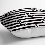 - Rh-K6468-2 - Realhomes Siyah Çizgili Zemin Üzerinde Çapalı Dekoratif Modern Yastık Kılıfı Realhomes