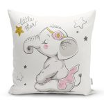 - Rh-K6469 - Realhomes Sevimli Bebek Fil Çocuk Odası Dijital Baskılı Dekoratif Yastık Kırlent Kılıfı Realhomes