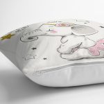 - Rh-K6469-2 - Realhomes Sevimli Bebek Fil Çocuk Odası Dijital Baskılı Dekoratif Yastık Kırlent Kılıfı Realhomes