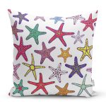 Rengarenk Deniz Yıldızları Desenli Dijital Baskılı Dekoratif Yastık Kırlent Kılıfı Realhomes