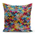 Rengarenk Geometrik Desenli Dijital Baskılı Dekoratif Yastık Kırlent Kılıfı Realhomes