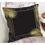 Siyah Zeminde Dairesel Geometrik Motifli Dijital Baskılı Dekoratif Yastık Kırlent Kılıfı Realhomes