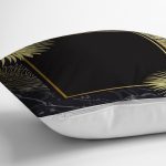 Siyah Zeminde Dairesel Geometrik Motifli Dijital Baskılı Dekoratif Yastık Kırlent Kılıfı Realhomes