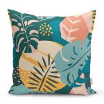 Renkli Yapraklar İllüstrasyon Tasarım Dijital Baskılı Dekoratif Yastık Kırlent Kılıfı Realhomes