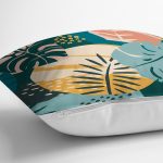 Renkli Yapraklar İllüstrasyon Tasarım Dijital Baskılı Dekoratif Yastık Kırlent Kılıfı Realhomes