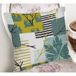 - Rh-K6572-1 - Realhomes Yaprak Ve Geometrik Desenli Dijital Baskılı Dekoratif Yastık Kırlent Kılıfı Realhomes