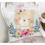 Sevimli Bebek Ayıcık Çocuk Odası Dijital Baskılı Dekoratif Yastık Kırlent Kılıfı Realhomes