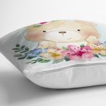 Sevimli Bebek Ayıcık Çocuk Odası Dijital Baskılı Dekoratif Yastık Kırlent Kılıfı Realhomes