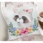 Sevimli Bebek Rakun Çocuk Odası Dijital Baskılı Dekoratif Yastık Kırlent Kılıfı Realhomes